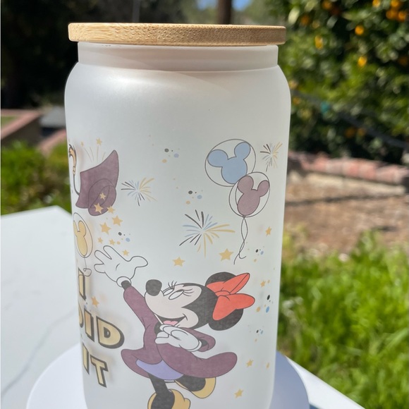 Minnie Mouse I Did It Graduation frosted Libby can glass 16oz - Picture 3 of 4